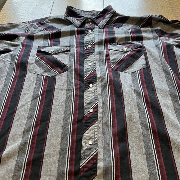 Wrangler Mens Western Shirt Size XL Striped Pearl Snap Long Sleeve Rodeo Classic - Picture 3 of 13